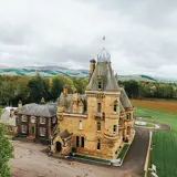 Ariel shot of the grounds of Cornhill Castle