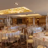 modern wedding reception hall with white linen at brisbane house