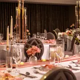 modern wedding reception hall with white linen at brisbane house