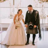 Happy couple at the altar