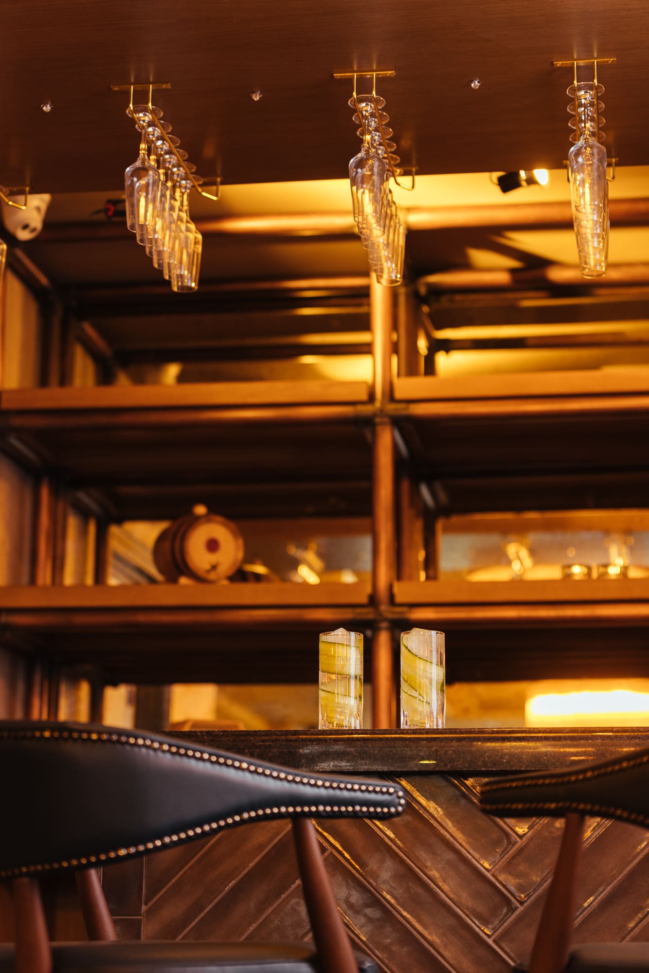 Bar with barstools