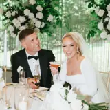 Couple laughing after their ceremony