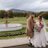 Couple sharing a moment at the fountain