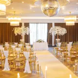 Ballroom set up for a wedding