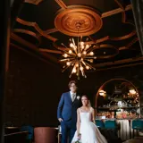 Couple posing in the bar of Cornhill Castle