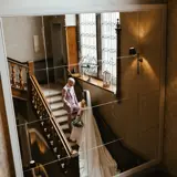 Couple sharing a moment on the stairs at Cornhill Castle