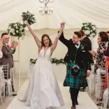 Couple celebrating just being married