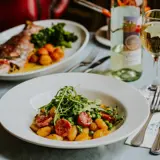 Pasta dish on table at The Ghillie