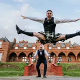 Same sex couple celebrating being married