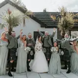 Wedding party celebrating