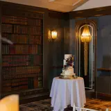 Wedding cake in corner
