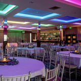 Tables set up for dinner for wedding at Lynnhurst